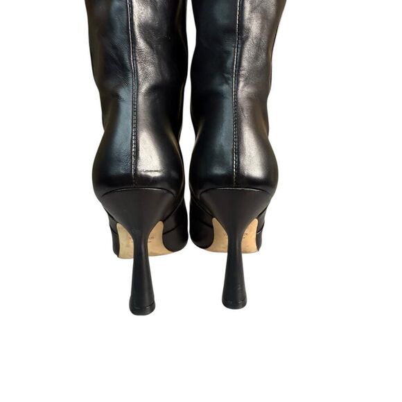 Stuart Weitzman Parton Black Leather Knee High Boots Sz 5 Pointed Toe Stiletto - Picture 14 of 16